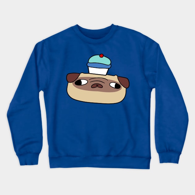 Cupcake Pug Face Crewneck Sweatshirt by saradaboru